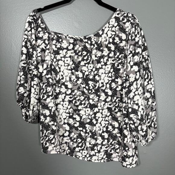 Evereve Peyton Jensen Black & White One Shoulder Tori Top - Size Small - Peasant - Picture 1 of 6